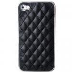 Black Manmade Leather Check Design Case Cover For..